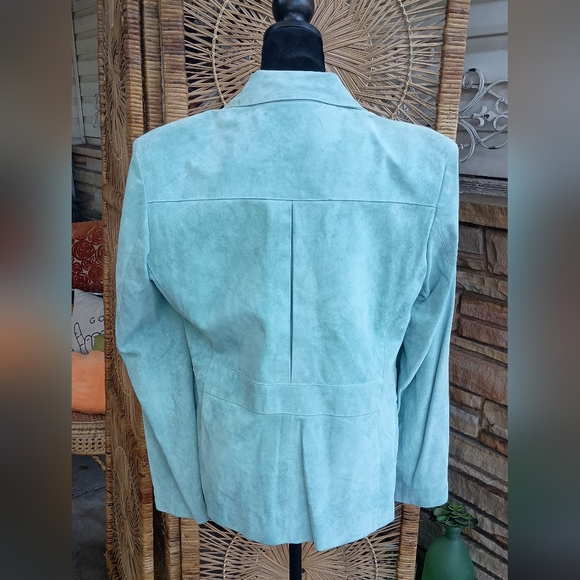 Vintage Liz Claiborne Women's Light Blue Suede Jacket_M - Picture 7 of 8